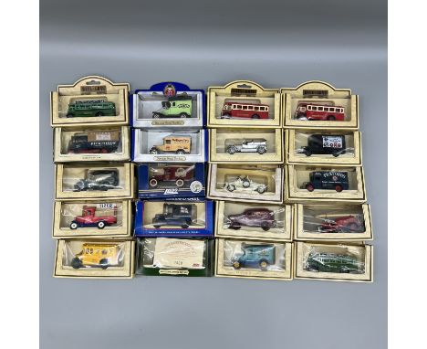 A collection of models Chevrolet panel van 1939, fire engine, and other collectable models