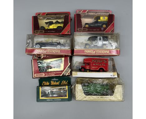 A collection of Yesteryears models, Kemps biscuits van, an Eddie Stobbart special edition, a Dunlop Talbot van and others