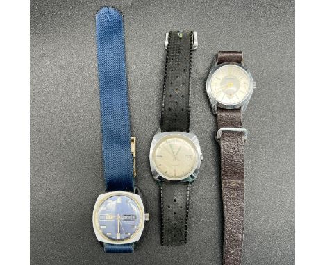 3x collectors vintage watches, the Oriosa is in working order has a blue strap, the Timex gold face is in working order, the 