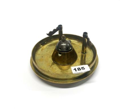 A WWI trench art inkwell, Dia. 17cm.