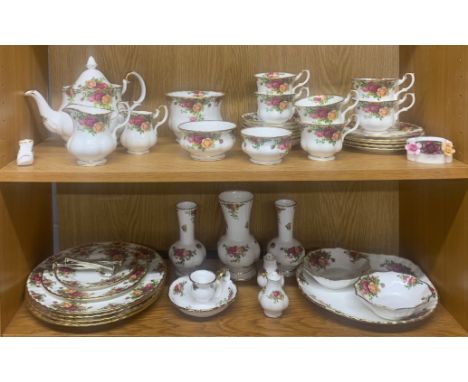 A Royal Albert Old Country Roses part tea set with additional items, including cake stand (First quality).