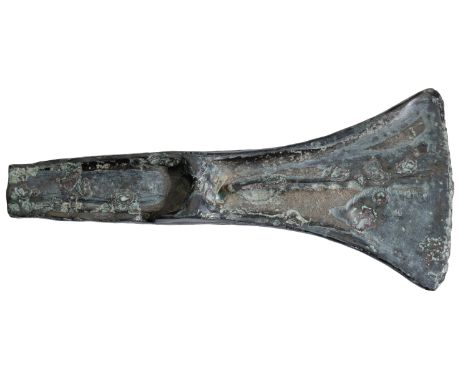 Bronze Age, unlooped palstave, c. 1500-1300 BC, 12.3cm x 5.6cm x 1.5cm thick, with square butt with deep pocket and flanges, 
