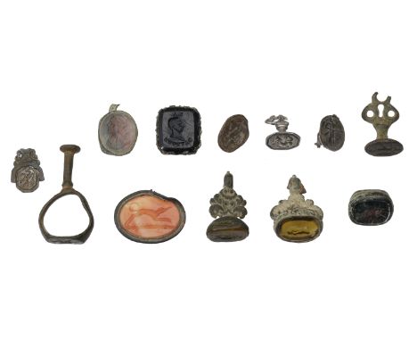 Post-Medieval, Seal Matrices (12), silver (3), octagonal with eagle rising with wings displayed, L makers mark behind, suspen