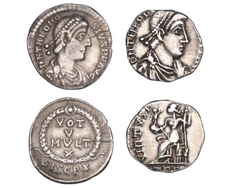 Roman Imperial Coinage, Theodosius I (379-395), Siliqua, Siscia, 383-8, d n theodo-sivs p f avg, pearl-diademed, draped and c