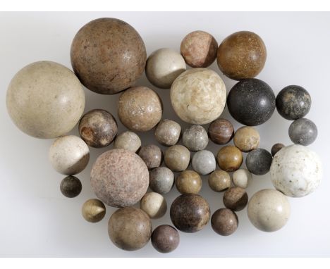Western Sahara Neolithic, c. 10,000-6,000 BC stone ritual spheres (37), diameters range from  4.2 cm- 0.9 cm. Hand shaped fro