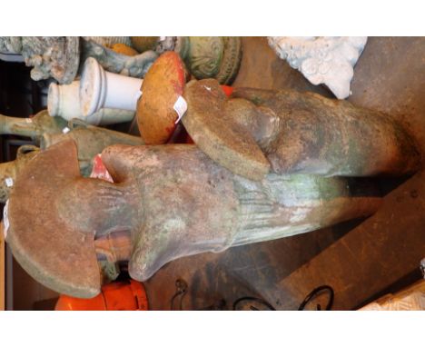 Two terracotta Mayan style garden figurines largest H: 80 cm smallest A/F  CONDITION REPORT: A/F - head is off 