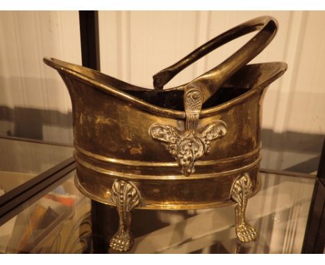 Vintage brass helmet shaped coal scuttle 