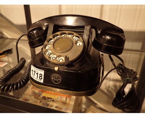 Vintage metal Belgian rotary dial telephone 