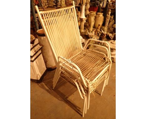 Four vintage tubular steel garden chairs 