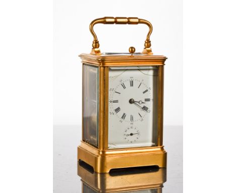 LATE 19TH-CENTURY FRENCH BRASS REPEATING CARRIAGE CLOCK
maker Leroy et Fils, 13-15 Palais Royal, Paris, circa 1870, the ename