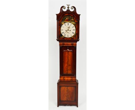 VICTORIAN MAHOGANY LONGCASE CLOCK
maker Johnson of Dalkeith, with arched enamel 13-inch dial and convex door, on bracket feet
