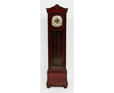 1930s MAHOGANY LONGCASE CLOCK
with circular silvered Roman dial, above a door with long bevelled glass panel, the movement ch