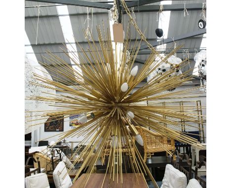 SPUTNIK STYLE CEILING PENDANT LAMP, gilt metal, 95cm diam. 