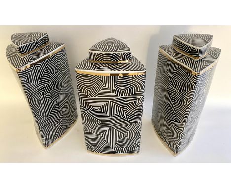 GINGER JARS, a set of three, 34cm x 16cm x16cm, 1950s Italian style glazed ceramic. (3) 