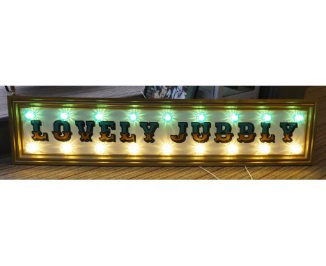 LOVELY JUBBLY BY BEE RICH, 187cm x 42cm, bespoke made light up wall art. 