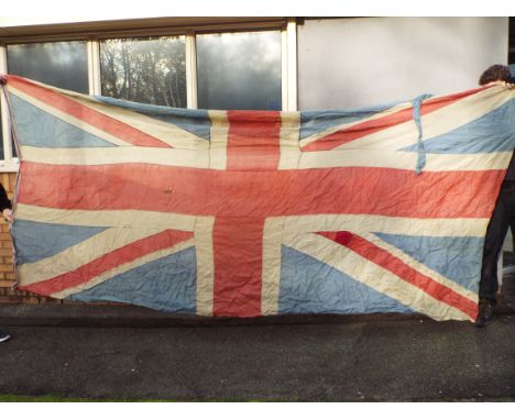 A very large, vintage Union Flag, approximately 165 cm x 370