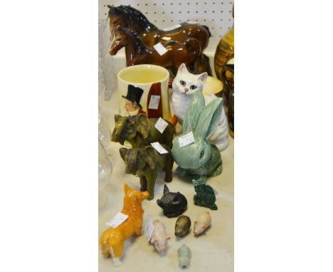 A Royal Dux Elephant, another; a Beswick Persian cat, impressed 1030 to base; a Beswick Corgi;  etc qty 