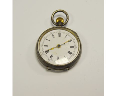 A Swiss silver lady's chronograph fob watch, centre seconds hand, import marks for London 1907