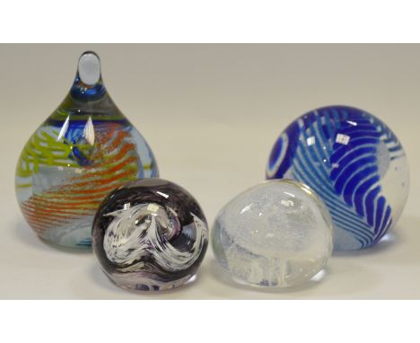 A Caithness paperweight, Chevrons; others, Pebble; Mooncrystal; Dash (4)