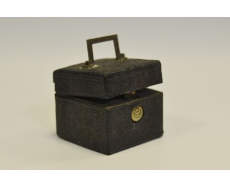 A Victorian leather travelling inkwell, c.1880