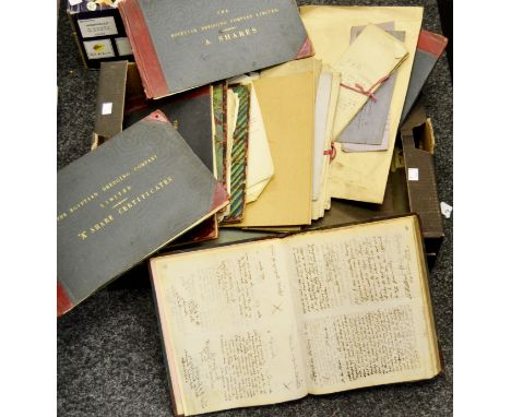 Ephemera - The Egyptian Dredging Company Ltd Share Certificates; etc (1 box)