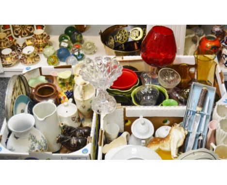 Ceramics and Glass - a Staffordshire pottery model of a  Rough Collie; a Melba type Horse; another; pressed glass vase; etc (