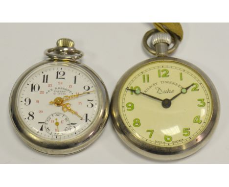 A Roskopf patent open faced pocket watch; another, the Duke Railway Timekeeper (2)