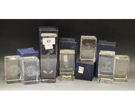Football Desk Weights - clear,. The Celtic Football Club 1988;  another;  West Ham;  others (7)
