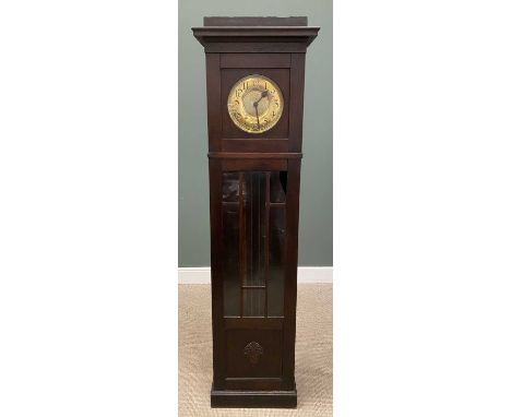 EDWARDIAN LONGCASE CLOCK with brass dial and weights, 205 (h) x 57 (w) x 30cms (d)Provenance: private collection Ynys Mon 
