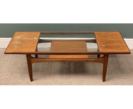 G PLAN MID-CENTURY TEAK COFFEE TABLE with glass shelf, 43 (h) x 137 (w) x 51cms (d)Provenance: Deceased estate Conwy