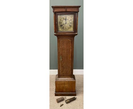 18TH CENTURY OAK BRASS FACED LONGCASE CLOCK, T. Simpson of Durham, 182 (h) x 47 (w) x 27cms (d)Provenance: private collection