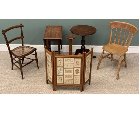 PLUS LOT 28 - FURNITURE ASSORTMENT (6) to include a Sweetheart Postcard fire screen, also, a gateleg table, circular topped s