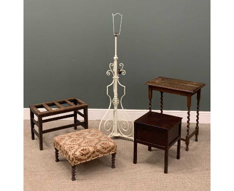 PLUS LOT 23 - FURNITURE ASSORTMENT to include luggage type stool, upholstered footstool, barley twist side table, rise and fa