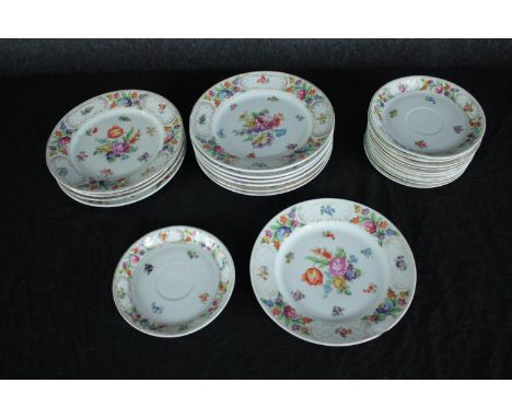 Schumann Dresden china. Side plates and saucers. Dia.20cm. (largest) 