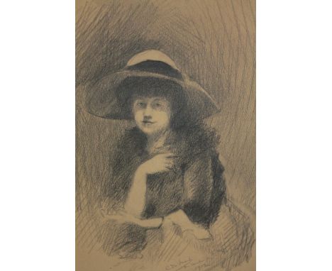 Drawing. Portrait of woman. Dated 1912 and signed indistinctly bottom right. French. H.46 W.39 cm. 