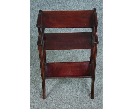 A C.1900 mahogany book trough. H.58 W.36 D.24cm. (Part missing as seen). 