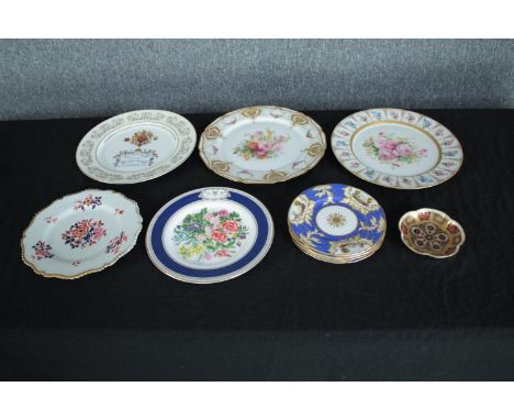 A collection of porcelain including Limoges and Royal Worcester. Dia.28cm. (largest) 