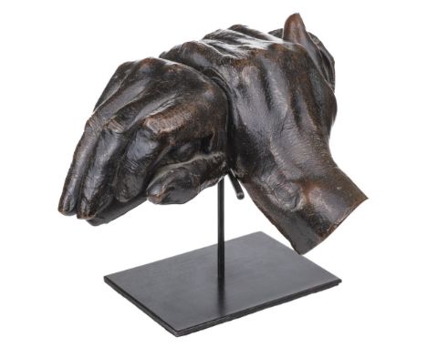 * Duke of Wellington. Hands of His Father by Baron Marochetti (1805-1867), patinated copper sculpture formed as one hand rest