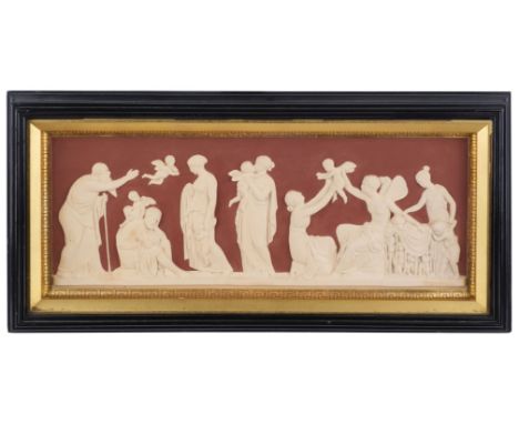 * Ipsen (Peter, Danish, 1815-1860). The Ages of Love, a neoclassical terracotta and porcelain relief moulded panel by Peter I