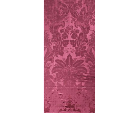 * Fabric. A large piece of raspberry silk damask, probably Italian, late 18th/early 19th century, large length of raspberry d