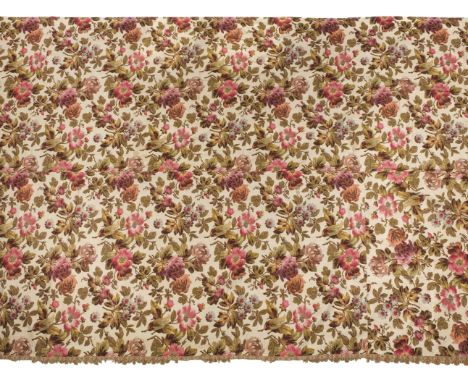 * Fabric. A large piece of floral chintz, French, circa 1870, cotton chintz unstructured curtain panel, with all-over pattern