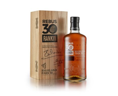 HIGHLAND PARK 30 YEAR OLD REBUS  DISTILLERY ACTIVE  one of 30 bottles, signed and 'doodled' by Ian Rankin, in oak presentatio