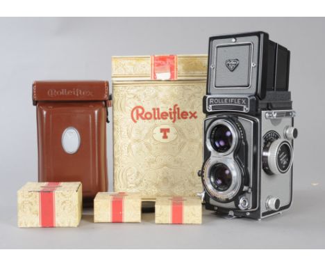 A Grey Rolleiflex T Model 1 TLR Camera, serial no 2133779, with Carl Zeiss 75mm f/3.5 Tessar lens, serial no 2721929,  elemen