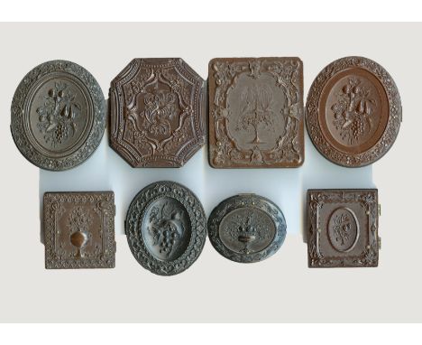 Union Cases, 2-98R, Scarce, G, but crack to back, Samuel Peck & Co, Birds & the Fountain, before 1857, 76mm x 65mm, Ambrotype