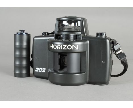 A KMZ Horizon 202 Panoramic Camera, shutter working, 28mm f/2.8 lens, serial no 990401, condition G, with detachable handle a