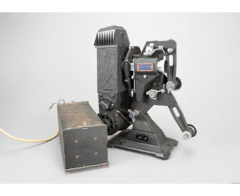 A Pathescope 200B 9.5mm Cine Projector, with resistance, lamp and Pathe spool, untested 