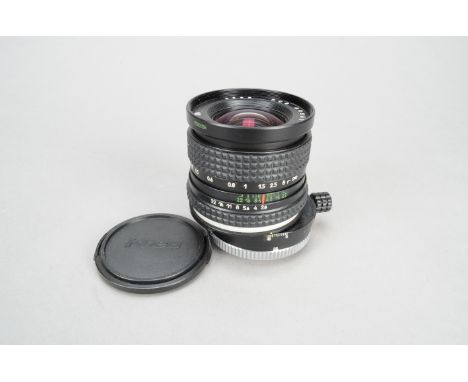 A Kiev PCS Arsat H 35mm f/2.8 Shift Lens, with a Nikon F mount, manual aperture diaphragm, barrel VG, elements G-VG, dust, wi