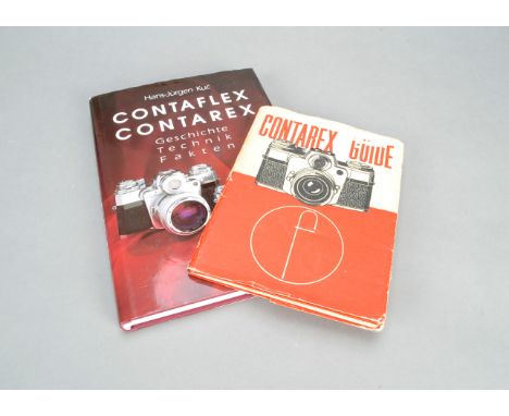 Two Contarex Books, a Contarex Guide Focal Press book and a German language book "Contaflex Contarex" by Hans-Jurgen Kuc