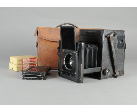 A Marion Soho Reflex Camera, 3½ x 2½", believed to be manufactured by Kershaw, with Ross Xpres 4¾" f/4.5 lens, focal plane sh