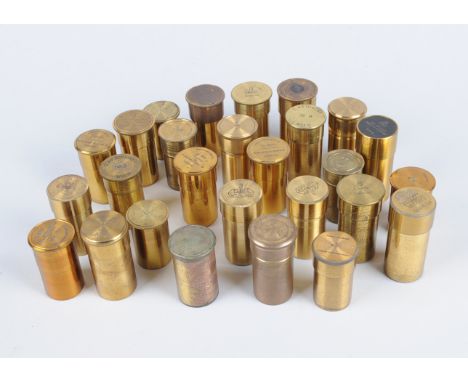 20th Century lacquered brass Microscope Objectives, in cans, contents not necessarily correct, and empty cans, including Leit
